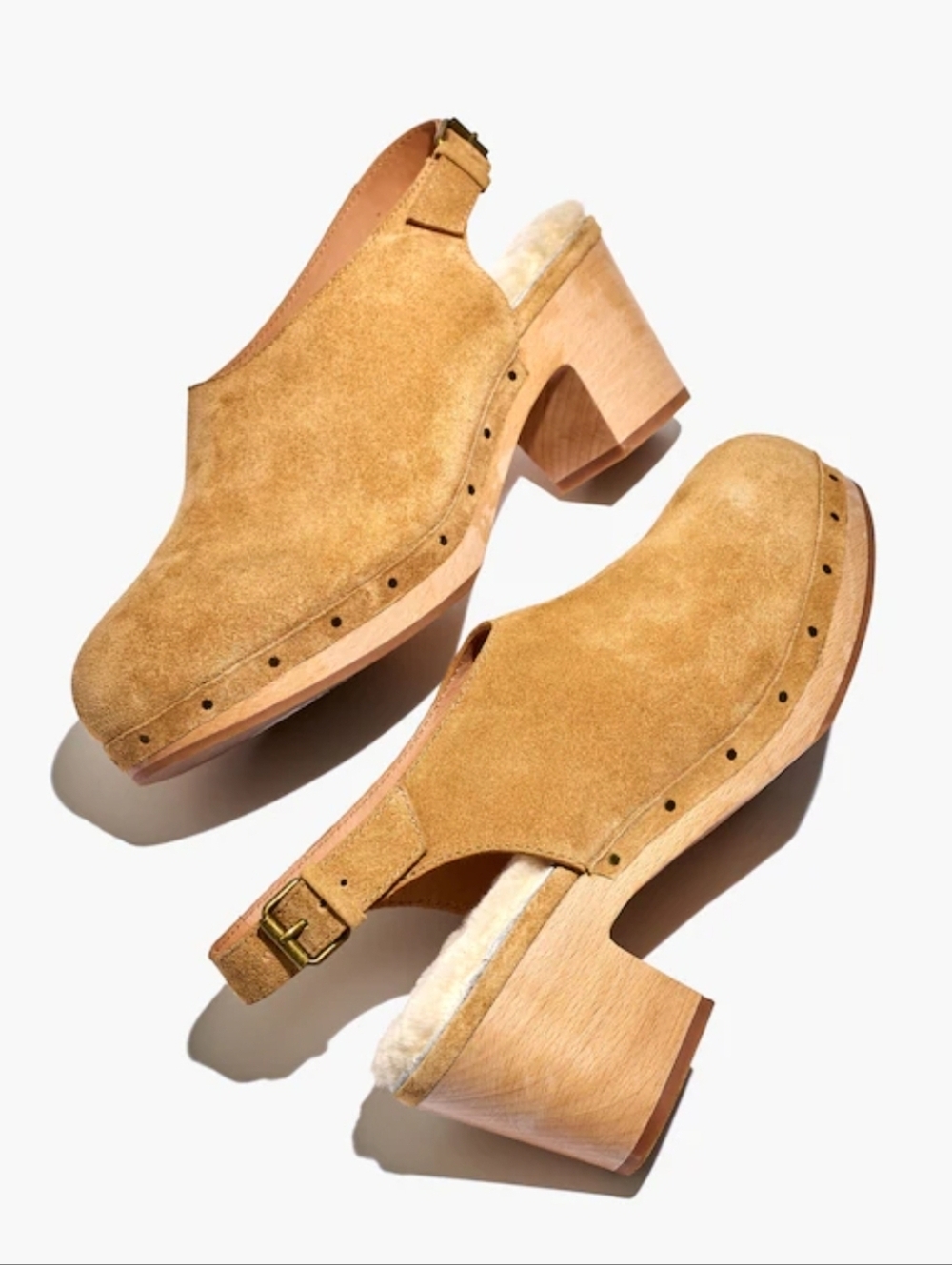 Madewell The Marlo Slingback Clog in Shearling-Lined Nubuck Size 8